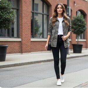 LOFT Gray Camouflage Shirt